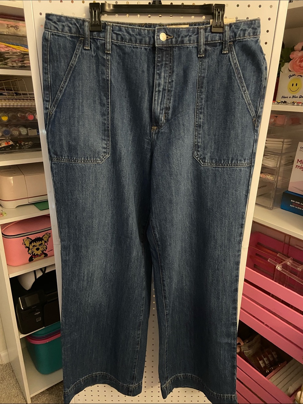 Universal Thread High-Rise Wide Leg Jeans in Dark Blue Denim